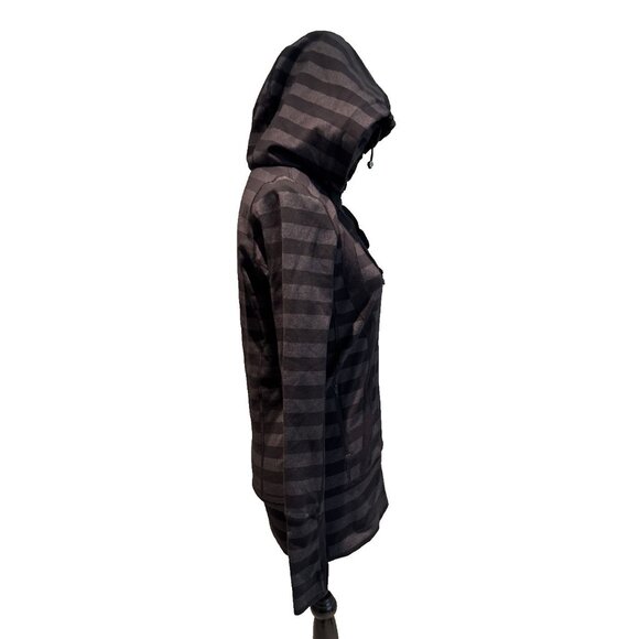 Lululemon Stride Jacket Full Zip Hoodie Black Grey Macro Stripe size 6 pockets - Picture 6 of 12